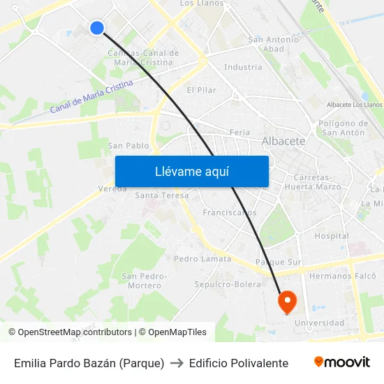Emilia Pardo Bazán (Parque) to Edificio Polivalente map