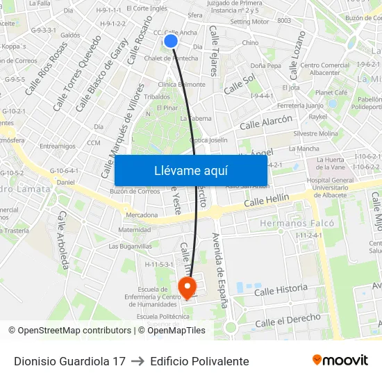 Dionisio Guardiola 17 to Edificio Polivalente map