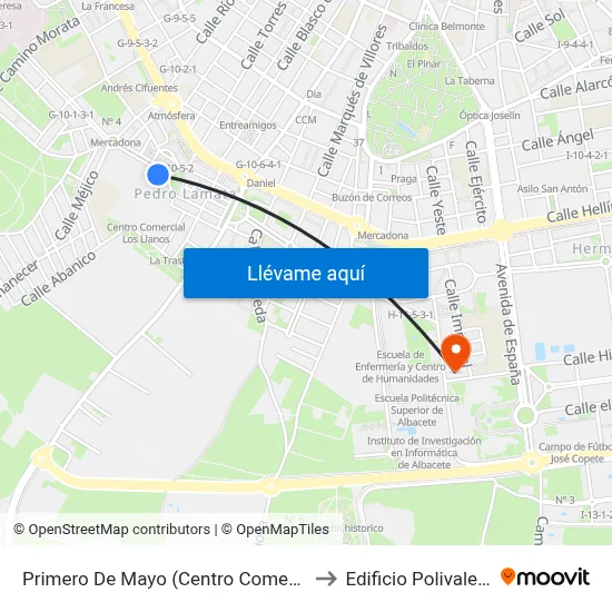 Primero De Mayo (Centro Comercial) to Edificio Polivalente map