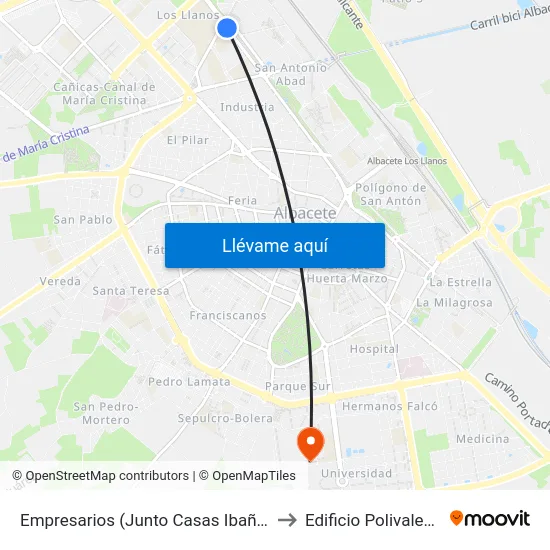 Empresarios (Junto Casas Ibañez) to Edificio Polivalente map