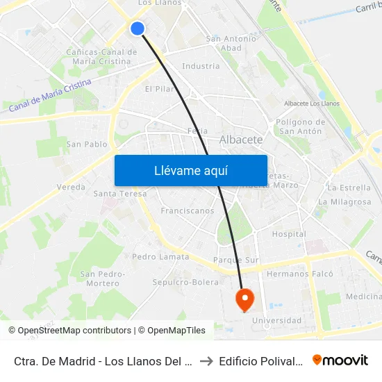 Ctra. De Madrid - Los Llanos Del Águila to Edificio Polivalente map