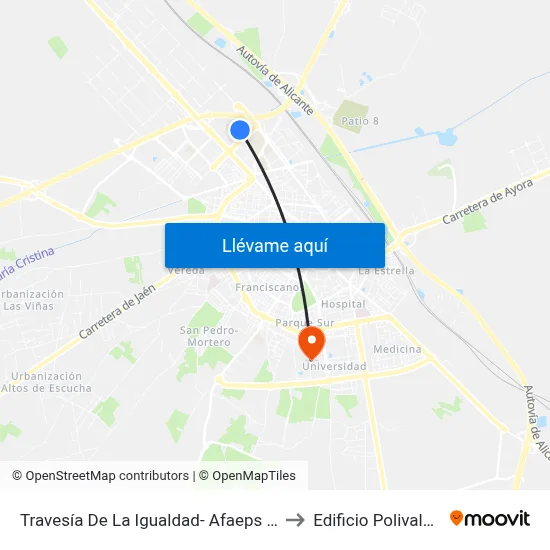 Travesía De La Igualdad- Afaeps Uned to Edificio Polivalente map