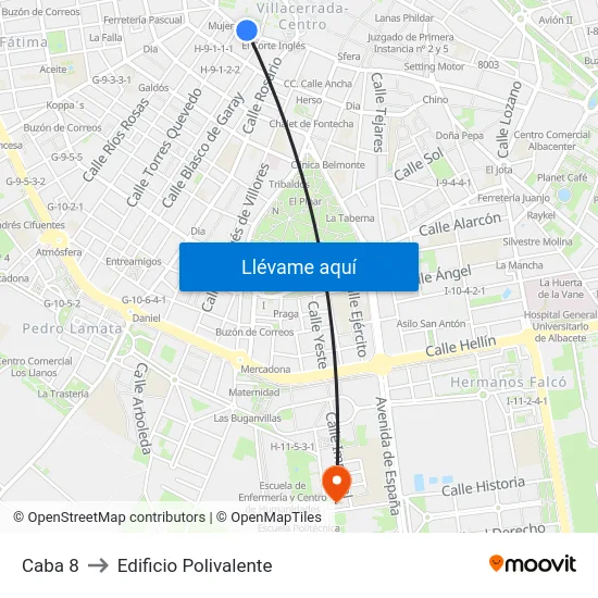 Caba 8 to Edificio Polivalente map