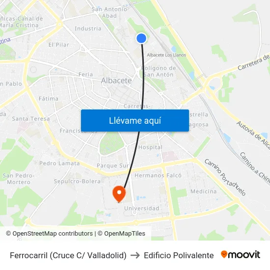 Ferrocarril (Cruce C/ Valladolid) to Edificio Polivalente map