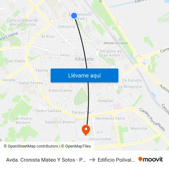 Avda. Cronista Mateo Y Sotos - Piscinas to Edificio Polivalente map