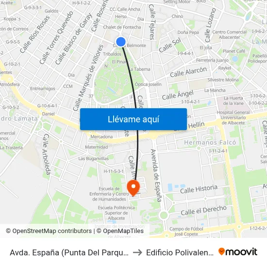 Avda. España (Punta Del Parque) to Edificio Polivalente map