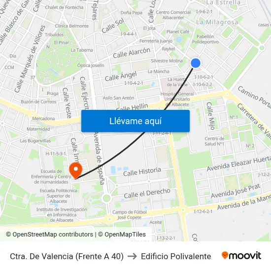 Ctra. De Valencia (Frente A 40) to Edificio Polivalente map