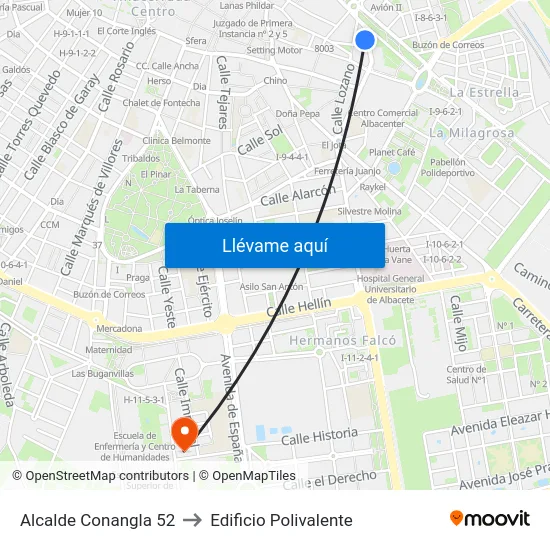 Alcalde Conangla 52 to Edificio Polivalente map
