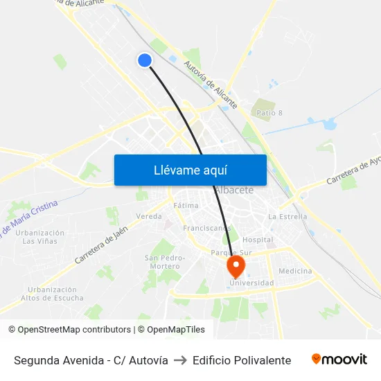 Segunda Avenida - C/ Autovía to Edificio Polivalente map