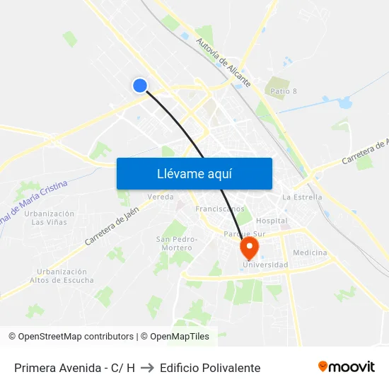 Primera Avenida - C/ H to Edificio Polivalente map