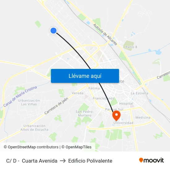 C/ D -  Cuarta Avenida to Edificio Polivalente map