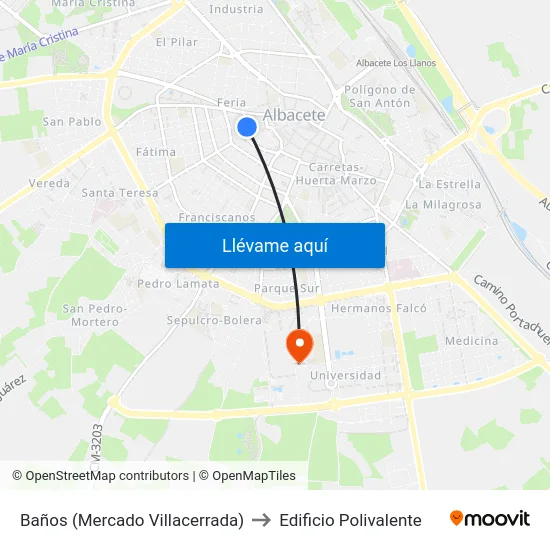 Baños (Mercado Villacerrada) to Edificio Polivalente map