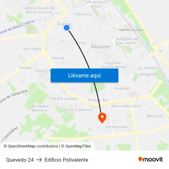 Quevedo 24 to Edificio Polivalente map