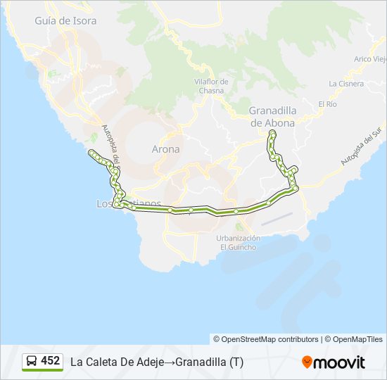 452 bus Mapa de línia