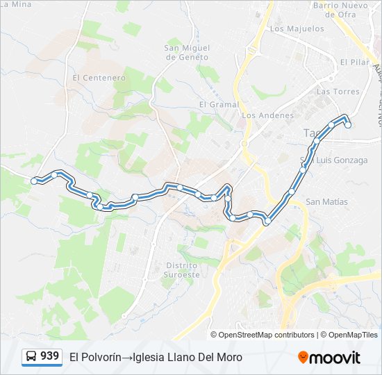 939 bus Line Map