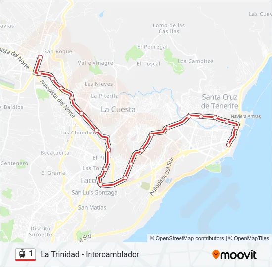 1 Light Rail Line Map