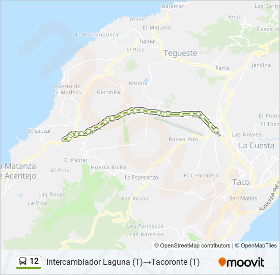 Mapa de 12 de autobús