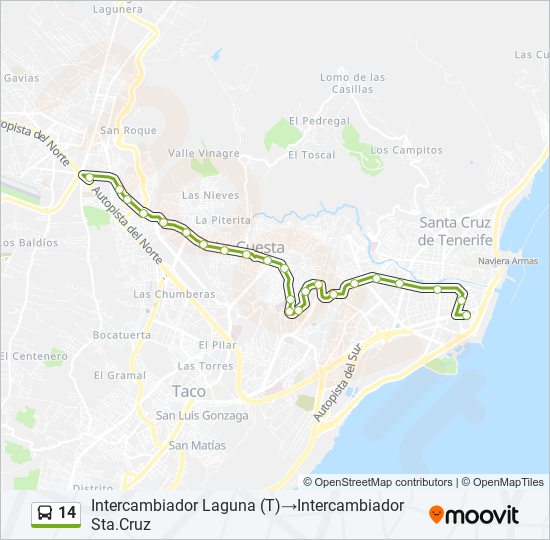 Mapa de 14 de autobús