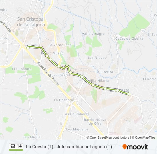 Mapa de 14 de autobús