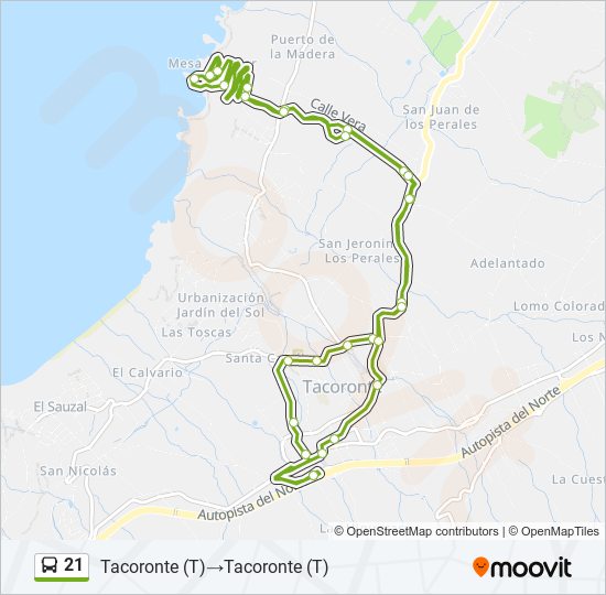 21 bus Mapa de línia