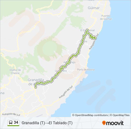 34 bus Mapa de línia