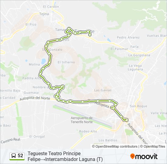 52 bus Mapa de línia