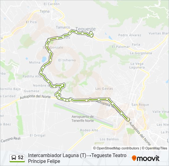 Mapa de 52 de autobús