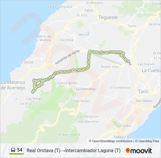 54 Bus Line Map