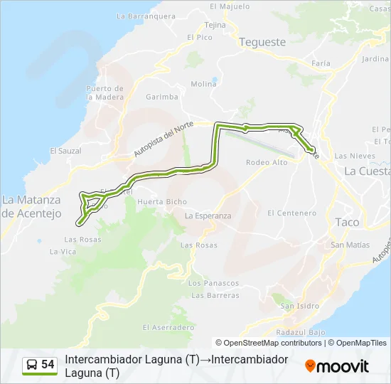 54 Bus Line Map