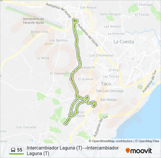 55 Bus Line Map
