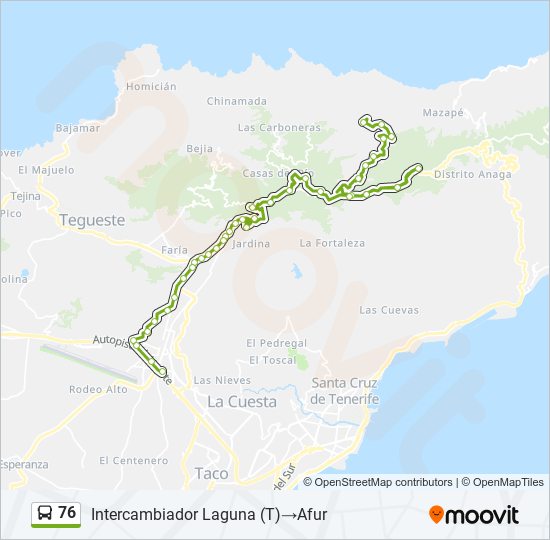 Mapa de 76 de autobús