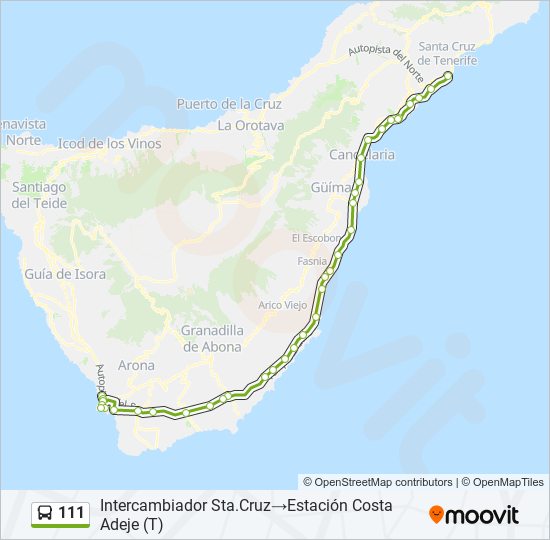 Mapa de 111 de autobús