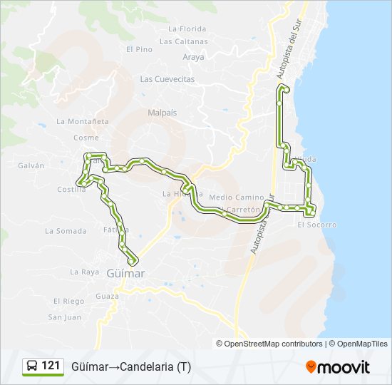 Mapa de 121 de autobús