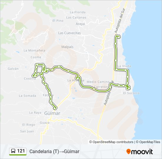 121 bus Mapa de línia