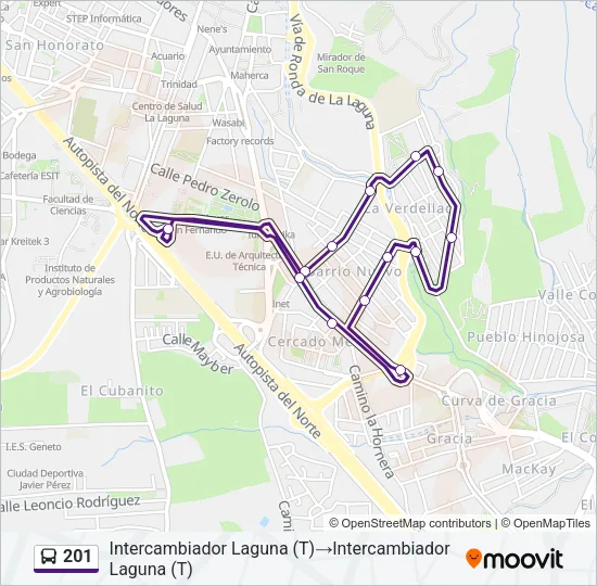 201 Bus Line Map