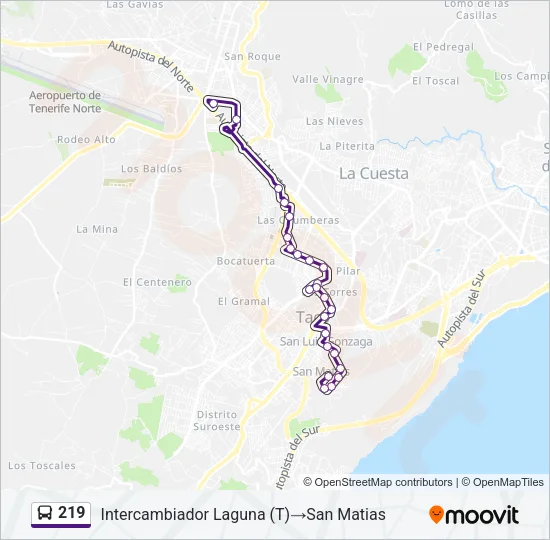 219 Bus Line Map