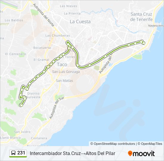 Mapa de 231 de autobús