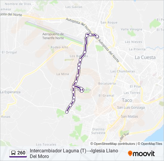 Mapa de 260 de autobús