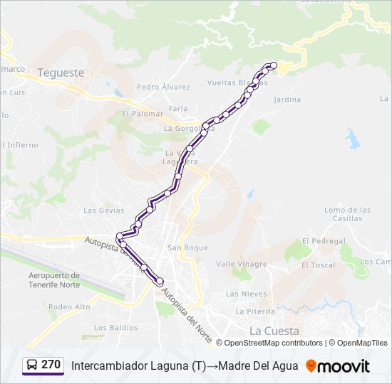 Mapa de 270 de autobús