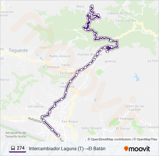 274 bus Mapa de línia