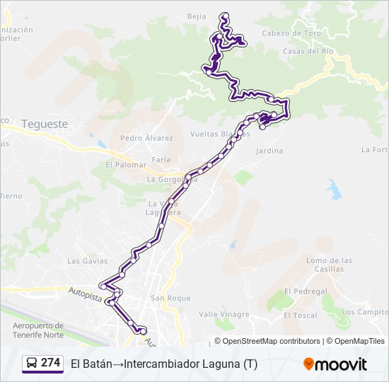 Mapa de 274 de autobús