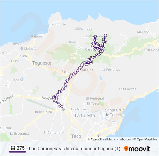 Mapa de 275 de autobús