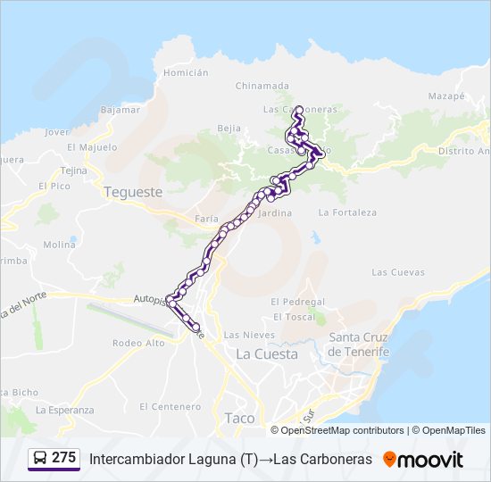 Mapa de 275 de autobús