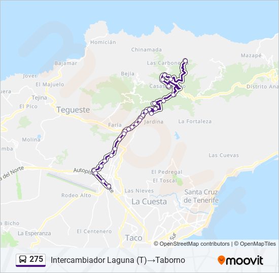 Mapa de 275 de autobús