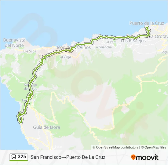 ルート Línea 325: horarios, paradas y mapas - San Francisco‎→Puerto De