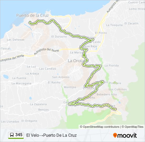 sonrojo vocal formación 345 Route: Schedules, Stops & Maps - El Velo‎→Puerto De La Cruz (Updated)
