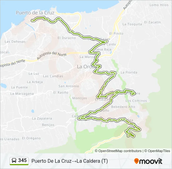 345 Bus Line Map