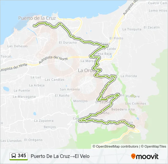 345 Bus Line Map