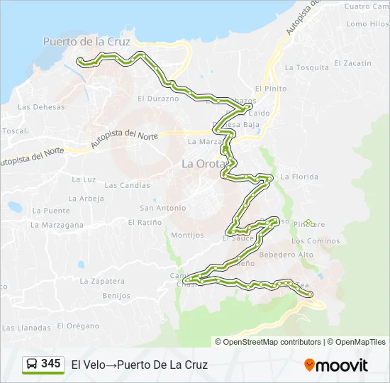 345 Bus Line Map