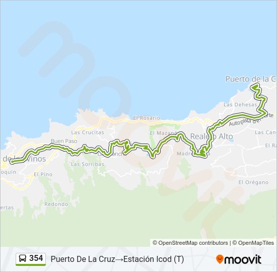 354 bus Mapa de línia